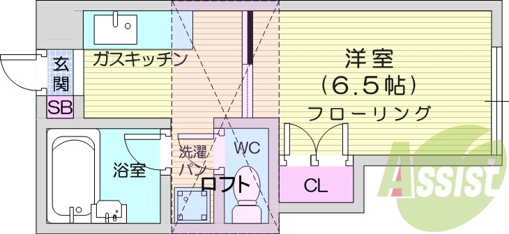 1K、バストイレ別、エアコン、室内洗濯機置き場、収納