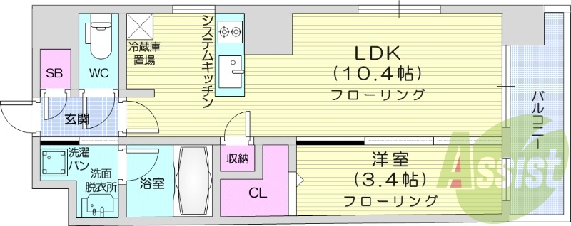 1LDK、追い炊き機能、温水洗浄便座付き、インターネット無料