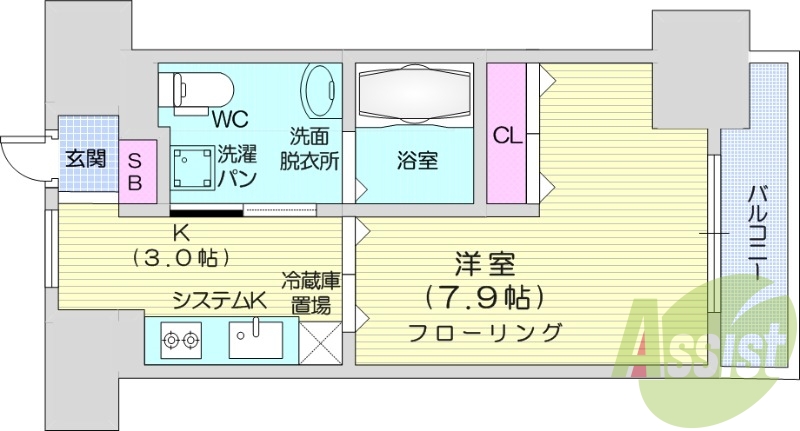 1K、バストイレ別、温水洗浄便座、浴室乾燥、エアコン