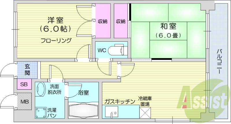 2DK、追い炊き機能、温水洗浄便座付き、バス・トイレ別