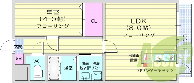 1LDK、TVモニターホン、エアコン、宅配ボックス