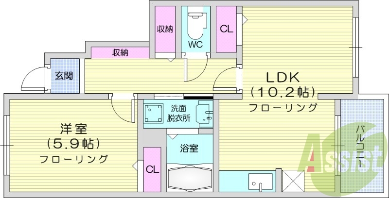 1LDK、浴室乾燥機、エアコン2台、追焚機能。