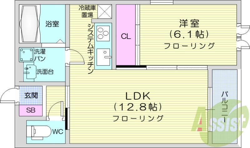 １LDK、フローリング、エアコン、ネット無料
