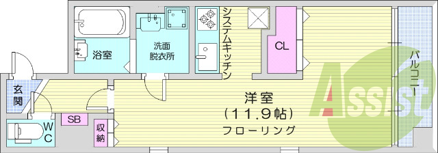 1K　エアコン、浴室乾燥機、宅配BOX、ウォシュレット