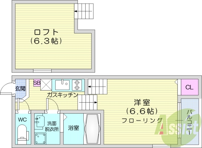 1K、浴室乾燥機、インターネット無料、独立洗面台