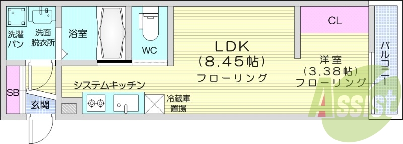 1LDK、オートロック、追い焚き機能、浴室乾燥機、エアコン
