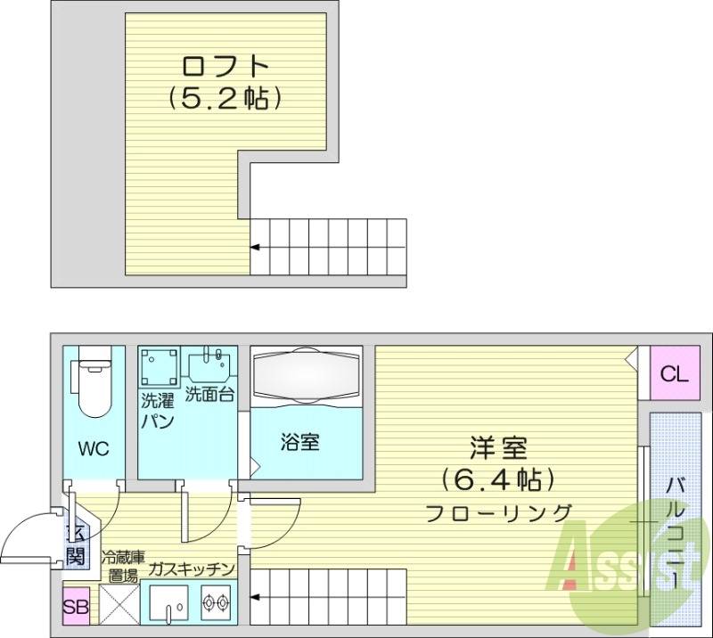 1K、モニター付きインターホン、浴室乾燥、独立洗面台