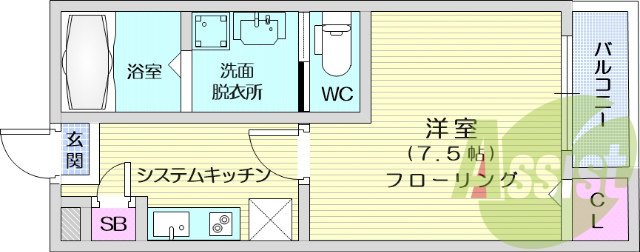 1K、家具家電付き、オートロック、モニター付インターホン