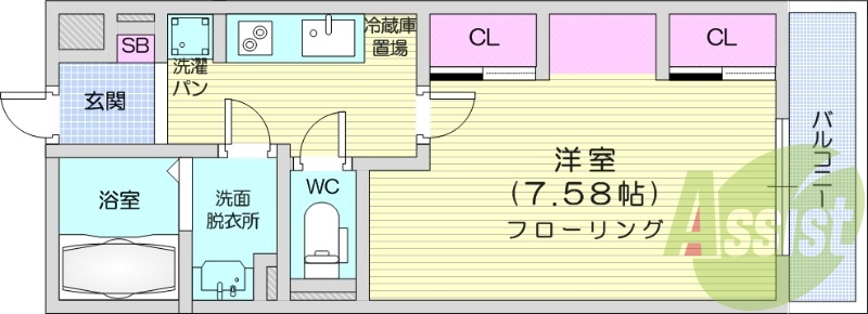 写真は別号室です。1K、システムキッチン、オートロック、南向