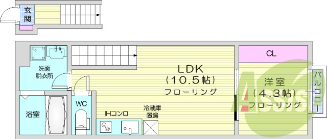 １LDK、システムキッチン、エアコン、バストイレ別