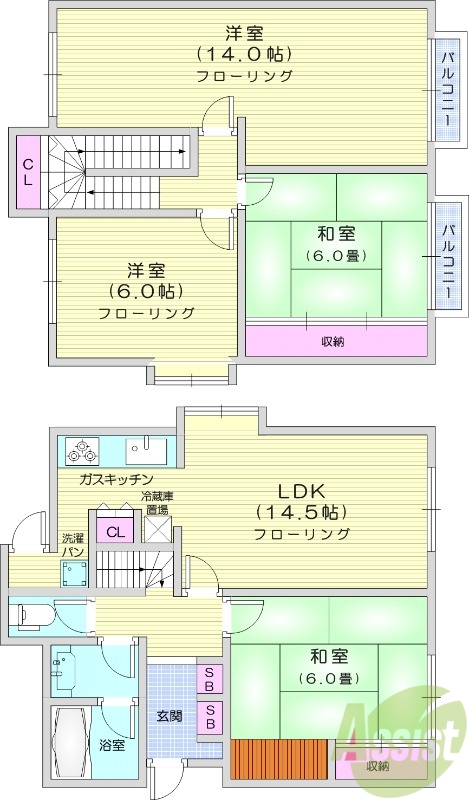 ４LDK、戸建て、システムキッチン、庭、独立洗面台