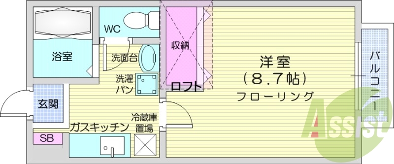１K、浴室乾燥機、追い焚き、独立洗面台、