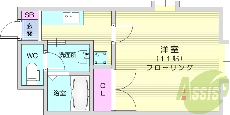 1K、エアコン、角部屋、カメラ付きインターホン