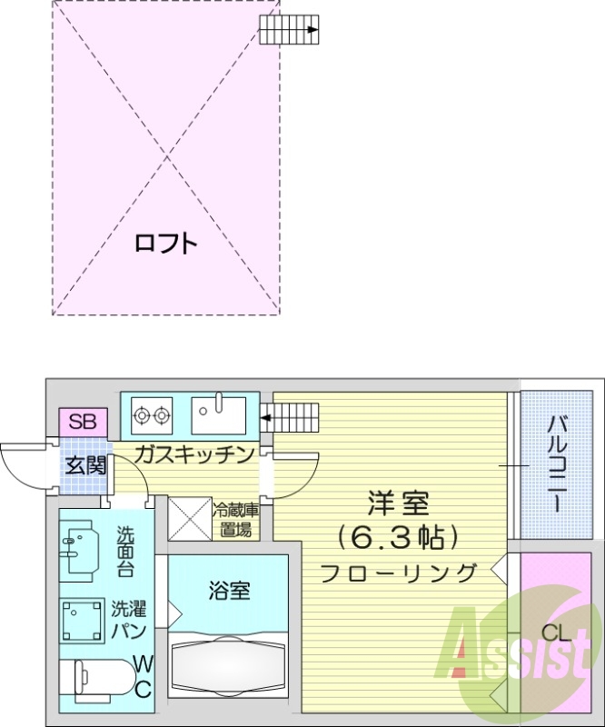 1K、温水洗浄便座、室内物干し、給湯、追い焚き機能、