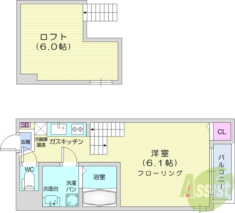 １K、室内洗濯機置き場、浴室乾燥機、温水洗浄便座、エアコン