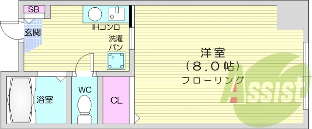 １Ｋ・エアコン・ＩＨ・都市ガス・温水洗浄便座