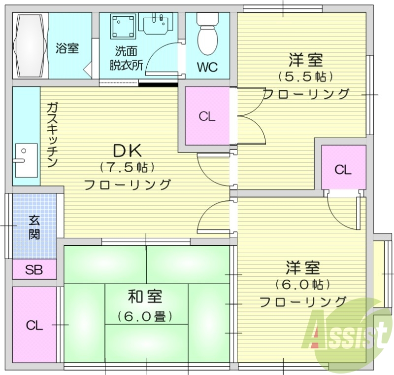 3DK、独立洗面所、追い焚き機能、収納、洋室、和室、出窓