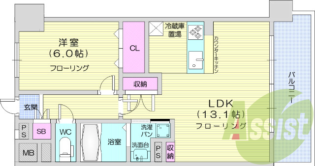 1LDK、オートロック、システムキッチン、ウォシュレット