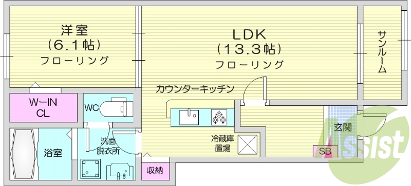 1LDK、追い焚き、宅配ボックス、浴室乾燥、エアコン2台
