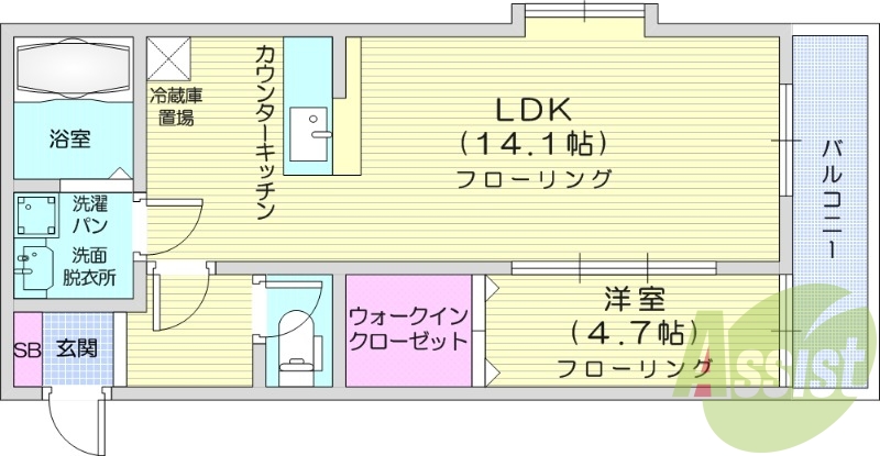 1LDK、追い焚き機能、浴室乾燥機、モニター付きインターホン