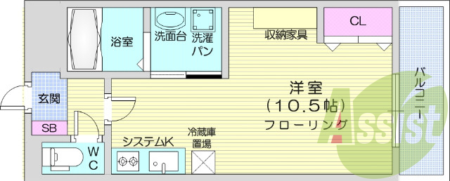 写真は別号室です。1R・ネット使用料無料、オートロック