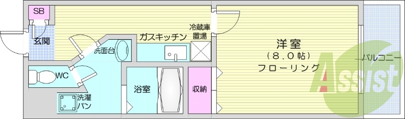 １K、追い焚き機能、ウォシュレット、エアコン、バルコニー