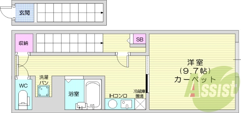 ワンルーム、角部屋、ネット使用料不要、単身者限定、学生可