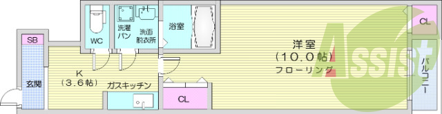 1K、浴室乾燥機、独立洗面台、シューズボックス