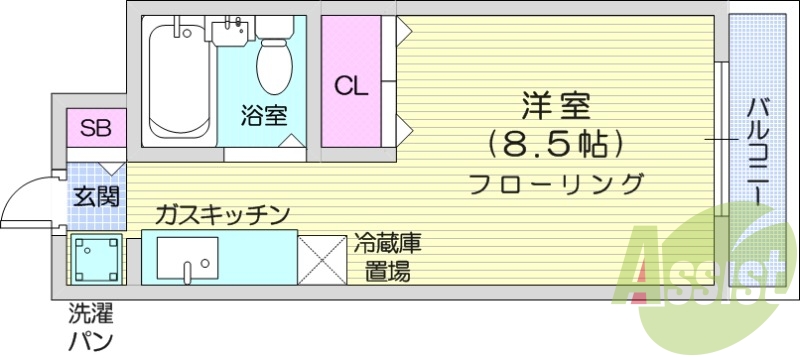 写真は別号室です。1R、エアコン、光ファイバー、オートロック