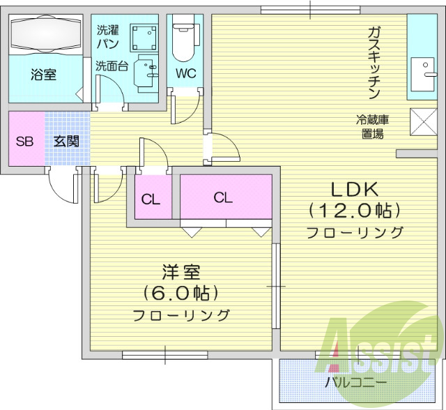 1LDK、エアコン、バストイレ別、シャンプードレッサー