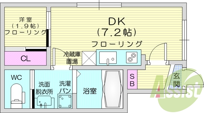1DK、浴室乾燥機、室内物干し、ネット使用料無料