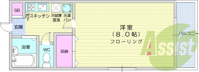 写真は別室です。１K、洋室8帖、モニター付きインターフォン
