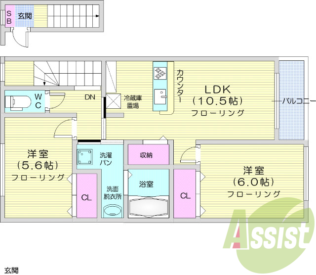 写真は別室です。2LDK　デジタルキー・モニターホンで安心。