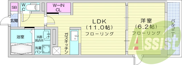 1LDK、ウォークインクローゼット、宅配ボックス、角部屋