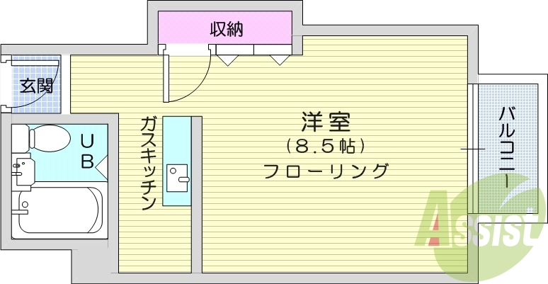 1R、WIFi無料、エアコン設備、鉄筋コンクリート、収納