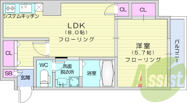 1LDK、オートロック、エレベーター、エアコン