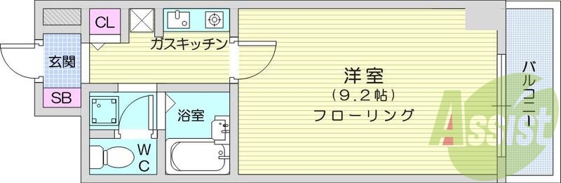 1K、バストイレ別、エレベーター、エアコン、インターホン