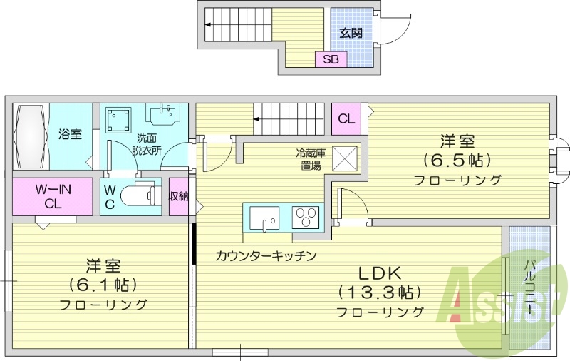 2LDK、ネット無料、浴室乾燥機、ペット相談。