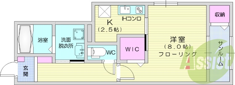 1K　ホームセキュリティ　浴室乾燥機　追焚機能　サンルーム