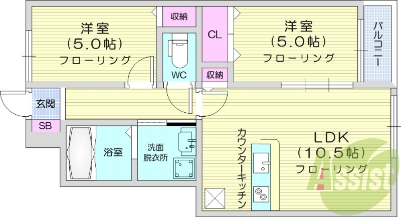 写真は別室です。2LDK、追い焚き機能、ネット無料、エアコン