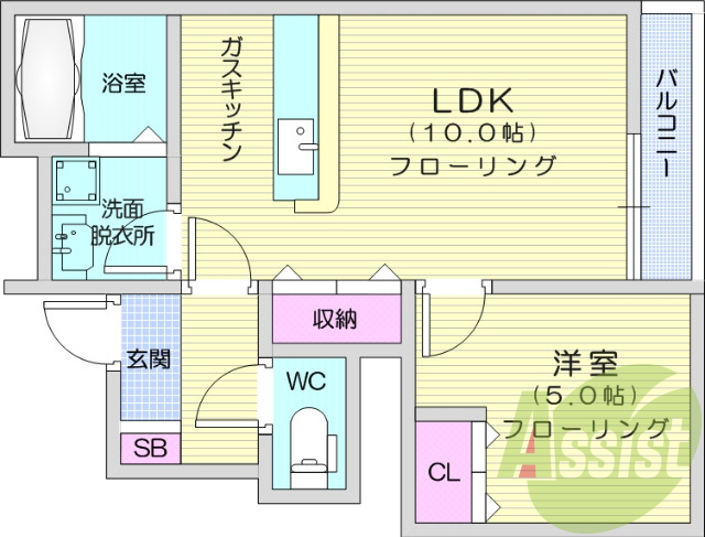 １LDK、モニター付インターホン、風呂トイレ別、追い焚き機能