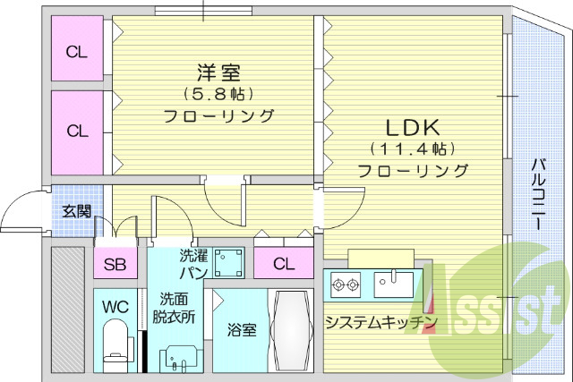 写真は別室です。１LDK、西向き、ペット相談、事務所可