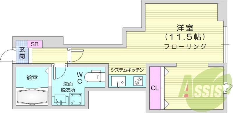ワンルーム、追い焚き、ネット無料、南向き、システムキッチン