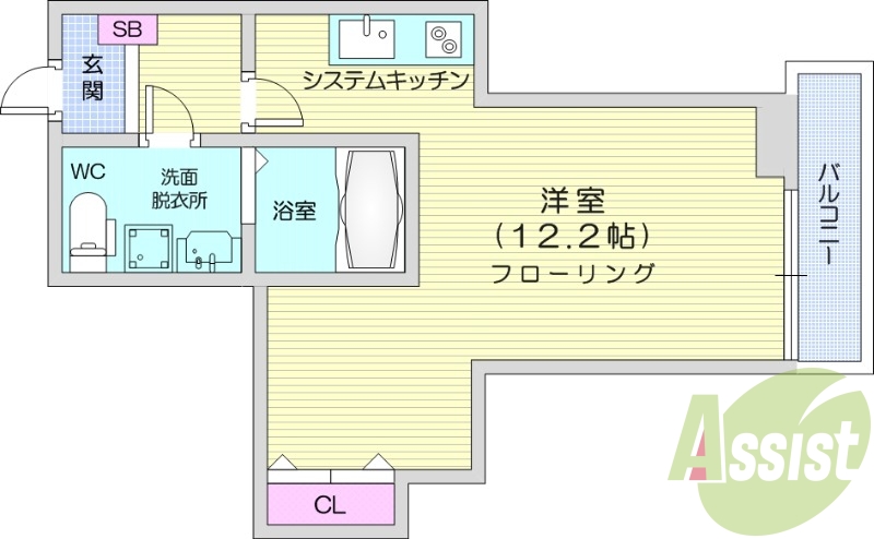ワンルーム、追い焚き、ネット無料、システムキッチン、南向き