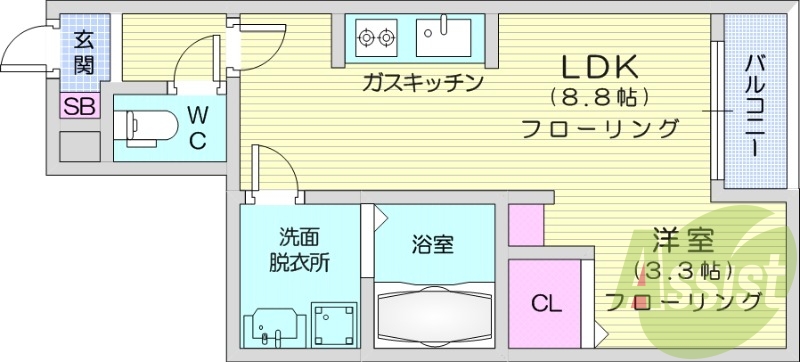 1R　ペット相談　インターネット無料　浴室乾燥機　独立洗面台