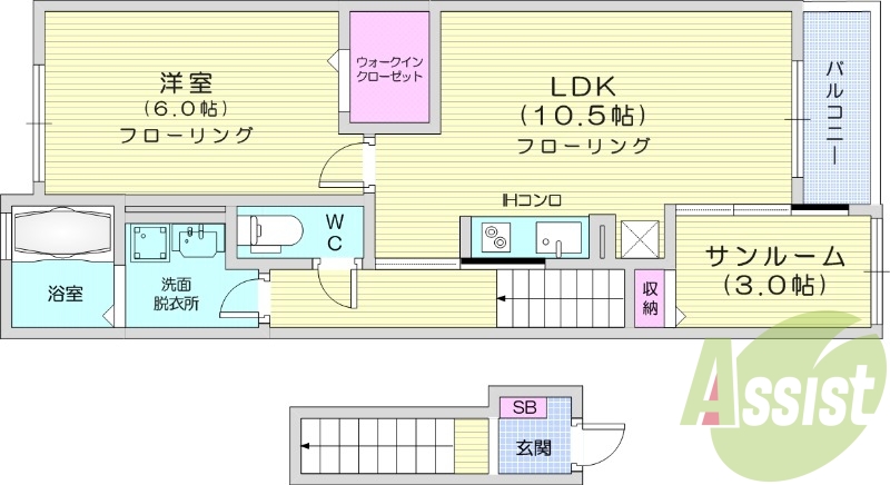 1LDK、ペット可、防犯カメラ、ウォークインクローゼット