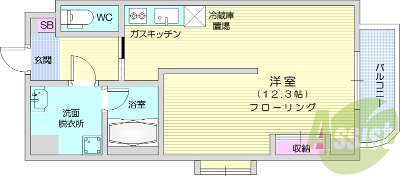 １K、エアコン、システムキッチン、オートロック
