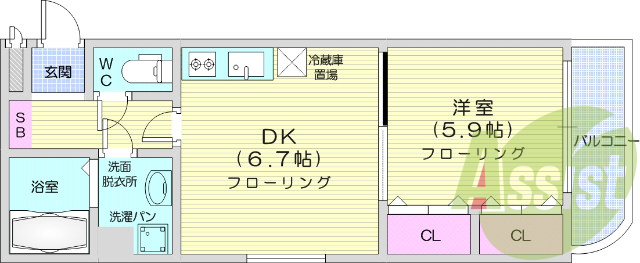 お写真は406号室のものです。参考にしてくださいませ。