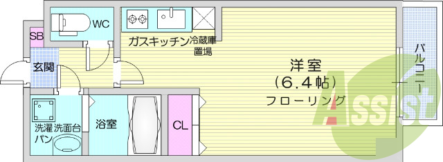 １K・バストイレ別・独立洗面台・エアコン