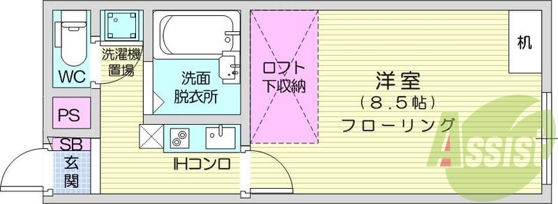 1K・IHヒーター・TV付インターホン・浴室換気乾燥機